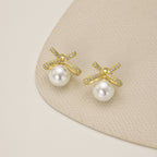 Bow and Shell Pearl Earrings