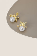 Bow and Shell Pearl Earrings