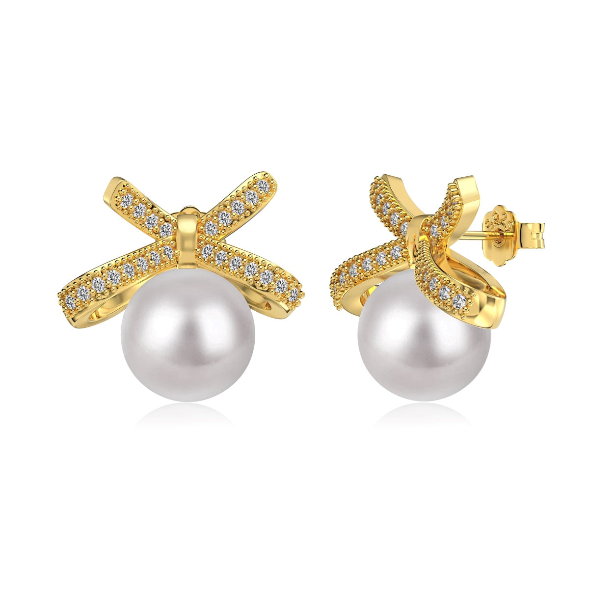 Bow and Shell Pearl Earrings