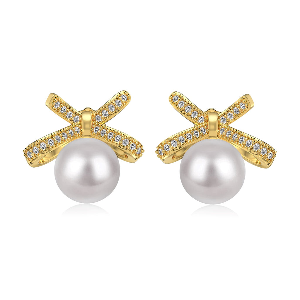 Bow and Shell Pearl Earrings
