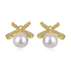 Bow and Shell Pearl Earrings