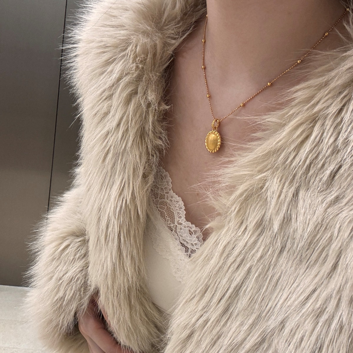 Elara Ovate Brushed Necklace