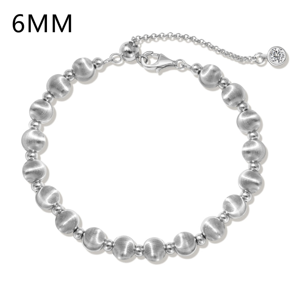 Velvet Silver Bead Bracelet  (6mm)