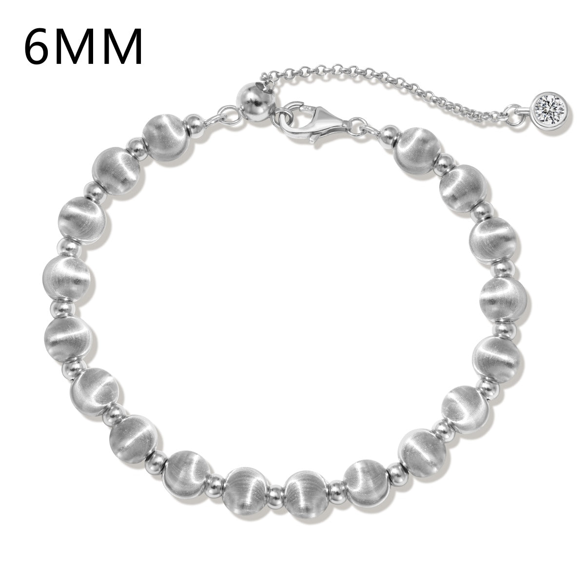 Velvet Silver Bead Bracelet  (6mm)