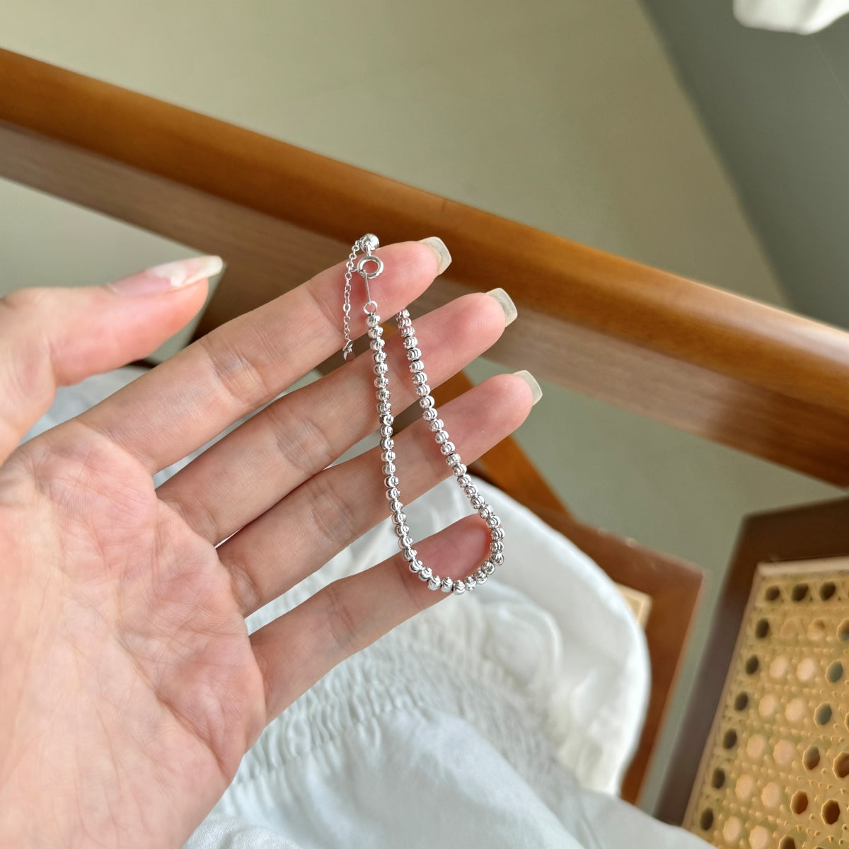 Radiant Silver Bead Bracelet