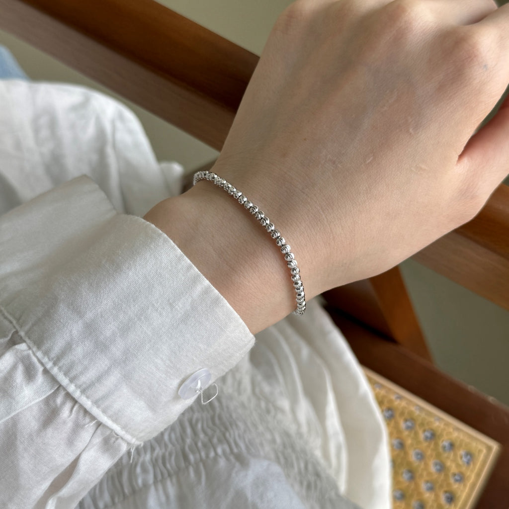 Radiant Silver Bead Bracelet
