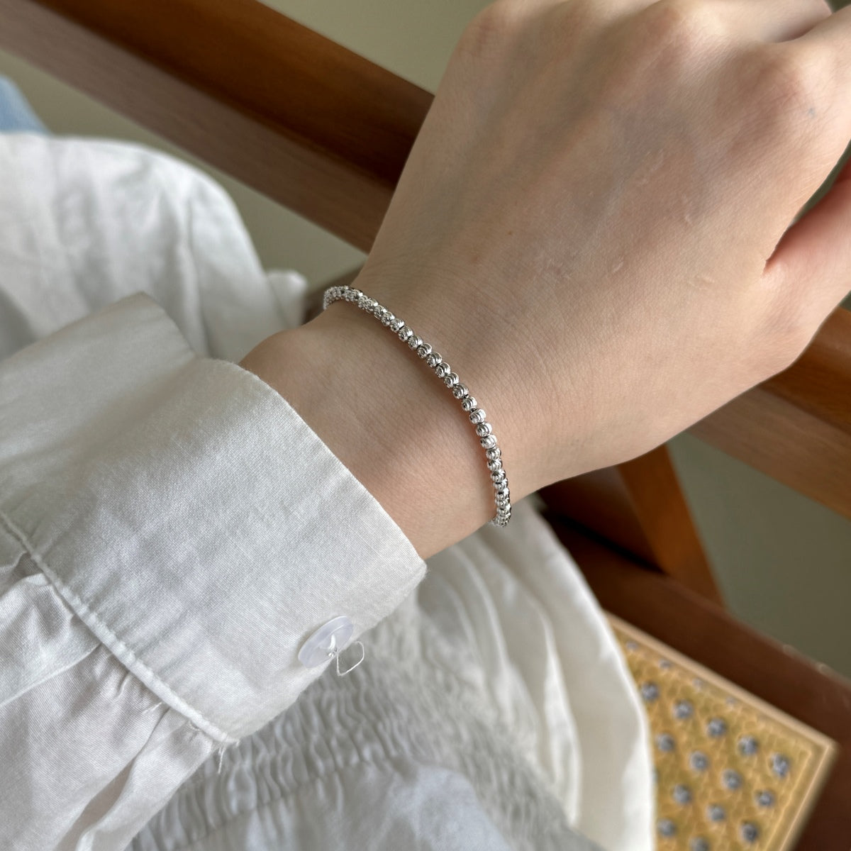 Radiant Silver Bead Bracelet