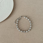 Velvet Silver Bead Bracelet  (6mm)