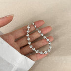 Velvet Silver Bead Bracelet  (6mm)