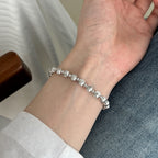 Velvet Silver Bead Bracelet  (6mm)