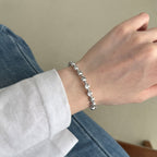 Velvet Silver Bead Bracelet  (6mm)