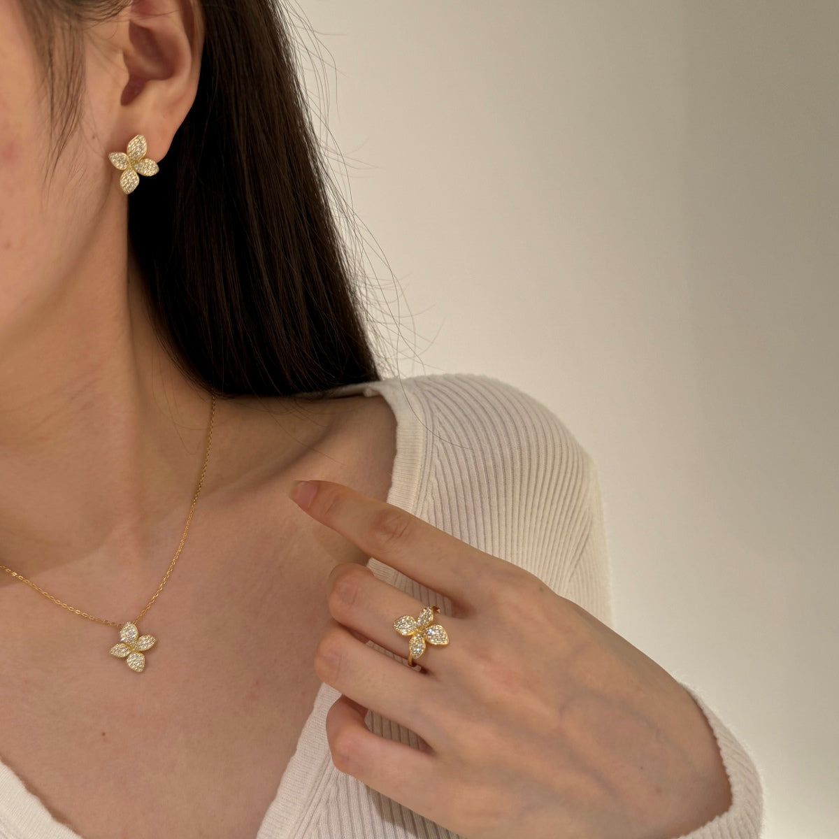 Pavé Petal Earrings