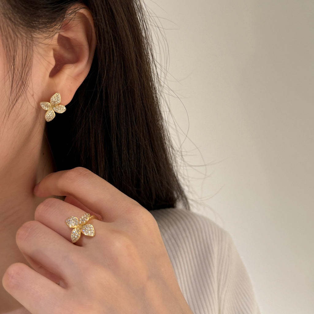 Pavé Petal Earrings