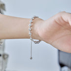 Velvet Silver Bead Bracelet  (8mm)