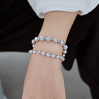 Velvet Silver Bead Bracelet  (6mm)