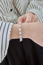 Velvet Silver Bead Bracelet  (8mm)