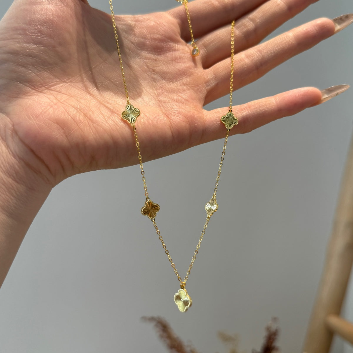 Charm Clover Station Necklace