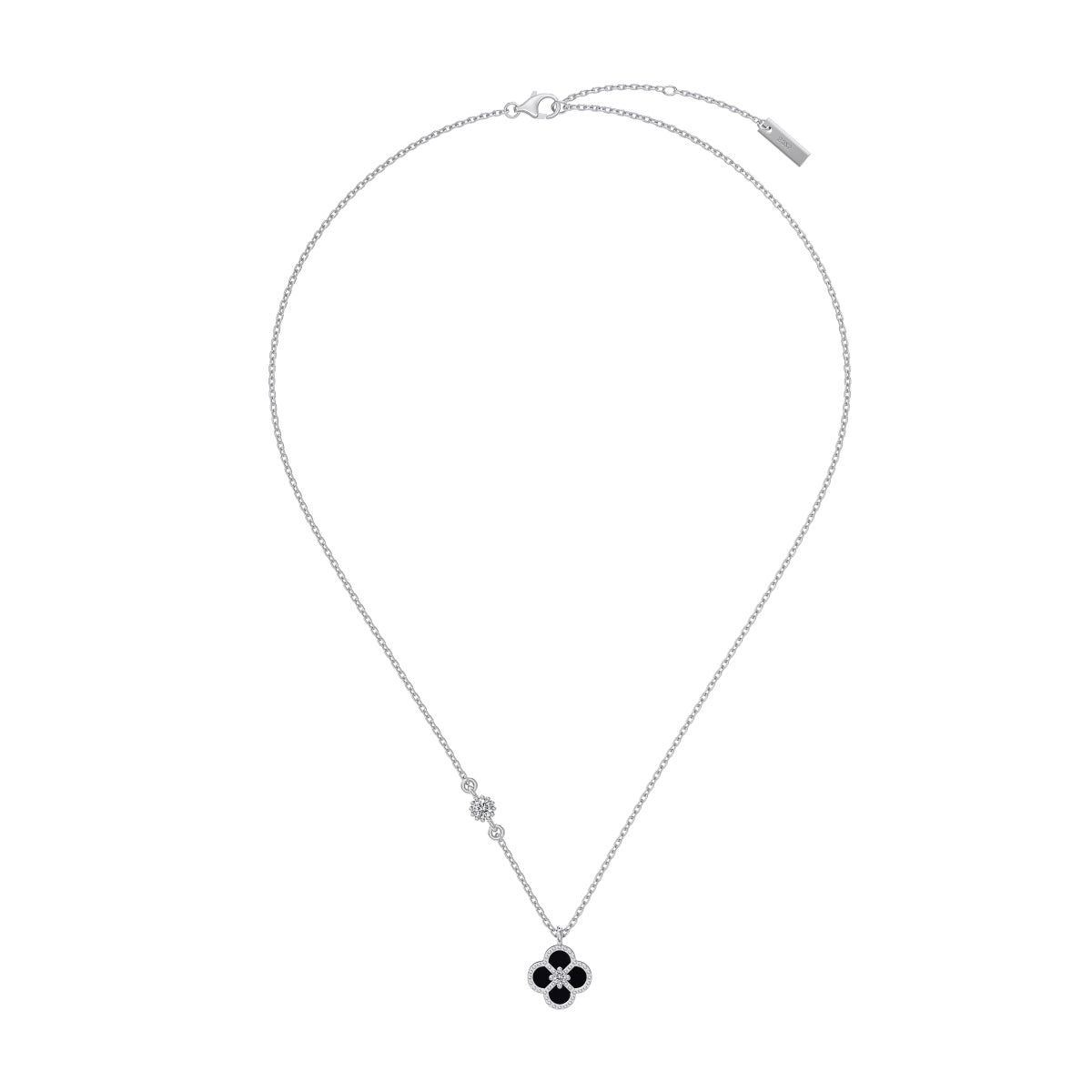 Onyx Petal Rhodium Set