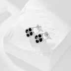 Onyx Petal Rhodium Set