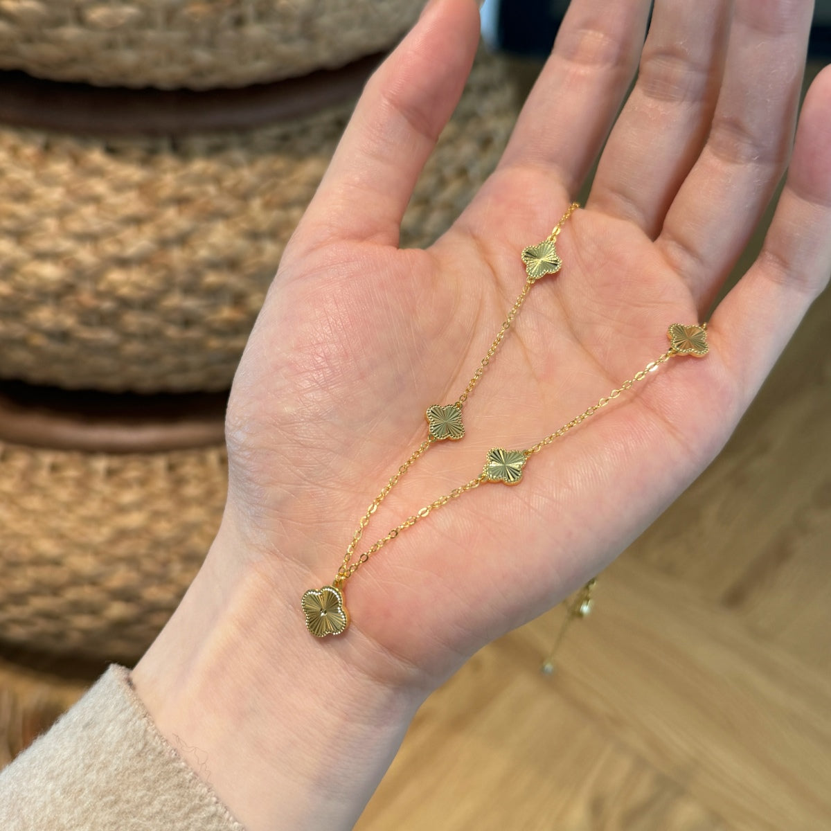 Charm Clover Station Necklace