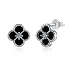 Onyx Petal Rhodium Set