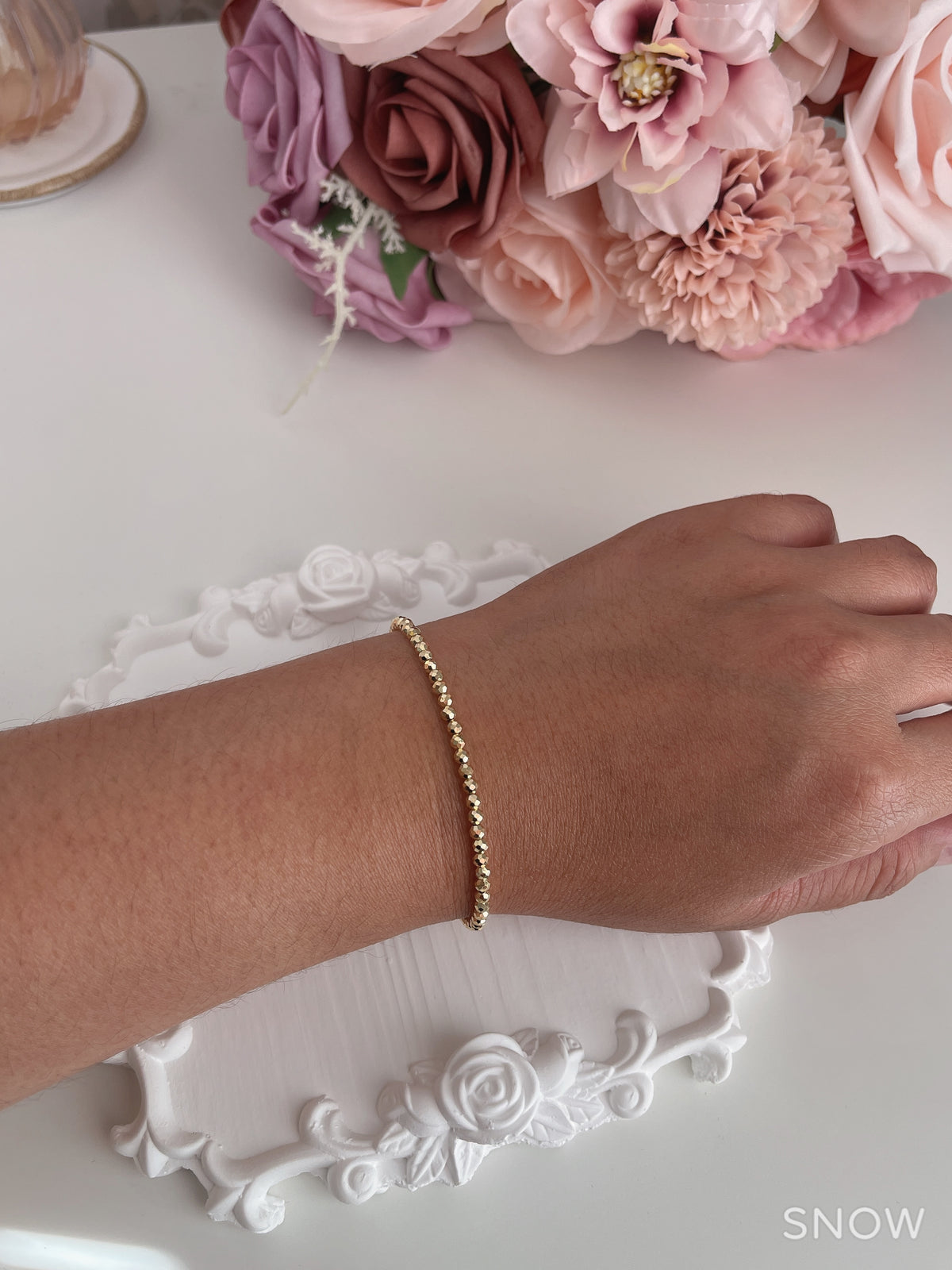 Diamond Cut Bead Bracelet (Small)
